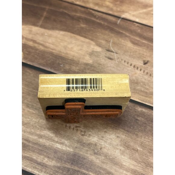 INKADINKADO 93990-MCROSS WITH LEAF WOOD MOUNTED RUBBER STAMP - Picture 2 of 4